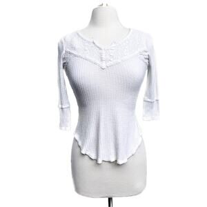 Ivory Crochet Waffle Knit Top